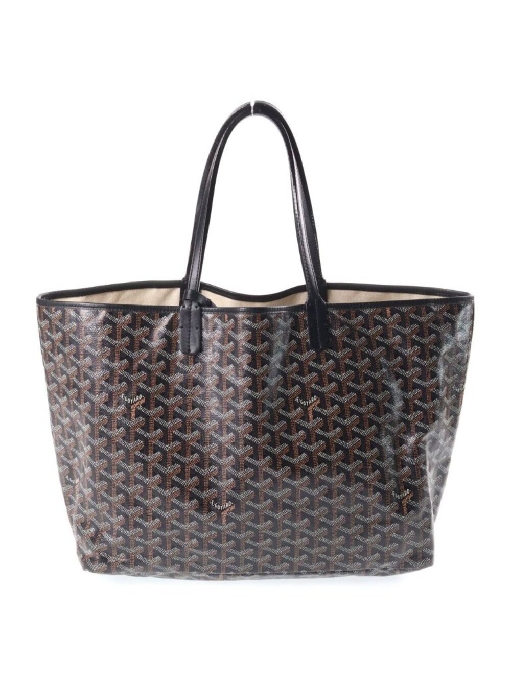 Goyard Saint Louis PM Tote Leather Black Brown Pouch